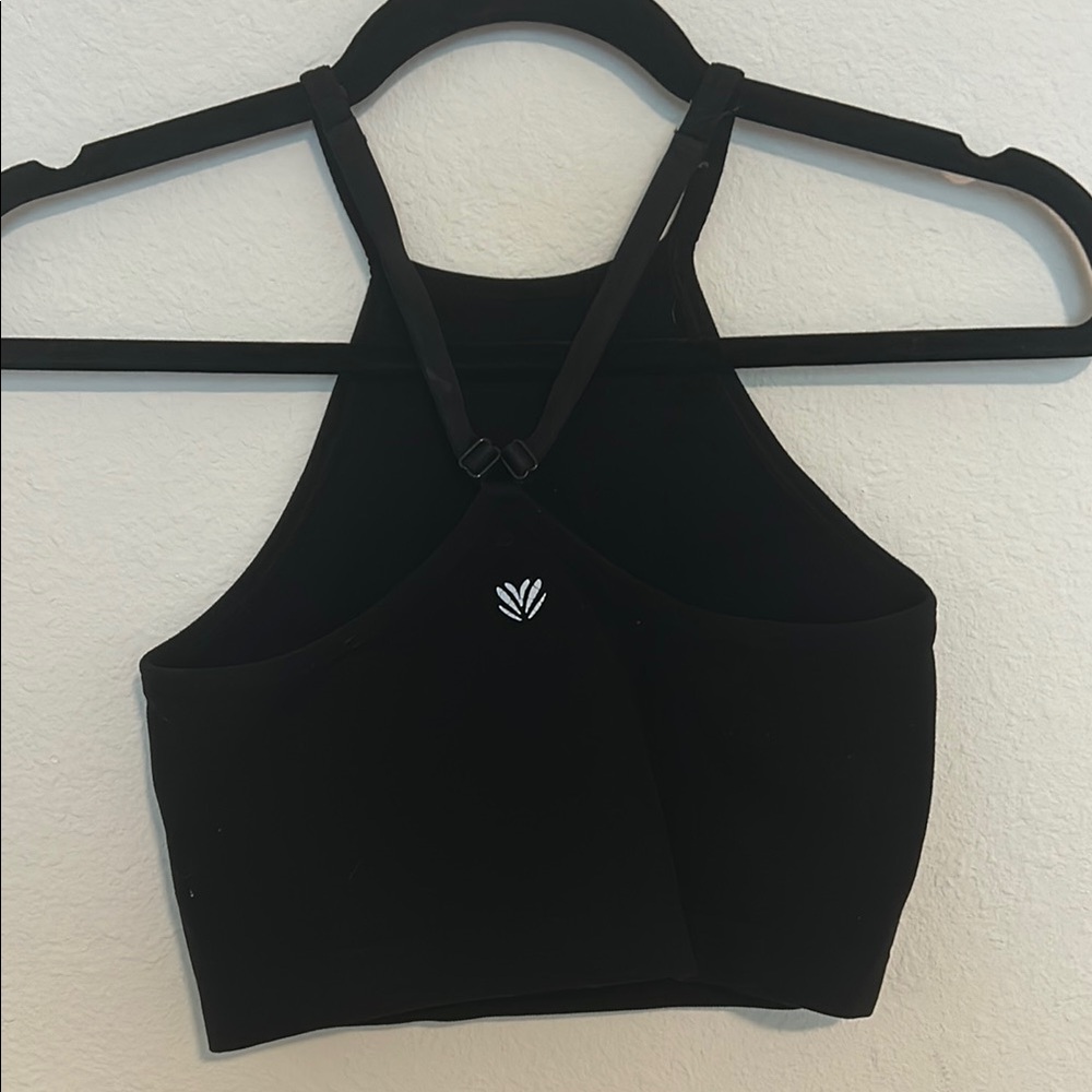 Black Halter Neck Ribbed Tank - Picture 3 of 4
